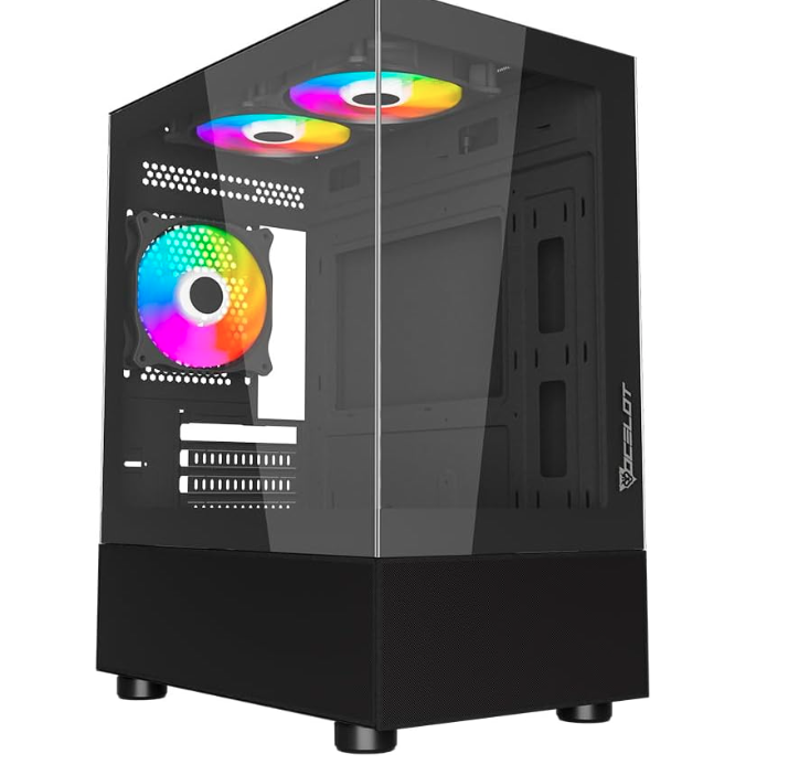 GABINETE OCELOT GAMING MICRO ATX CON 3 VENTILADORES COLOR NEGRO