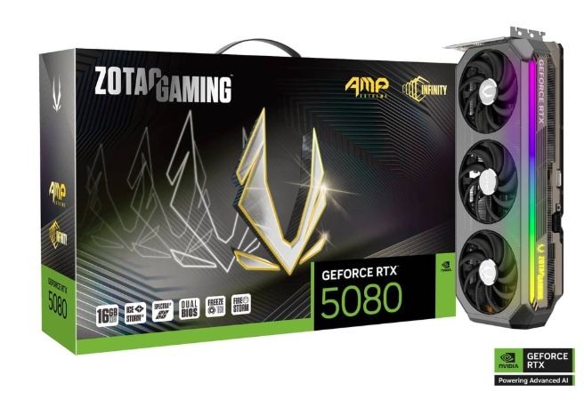 Tarjeta de Video ZOTAC AMP Extreme Infinity GeForce RTX 5080 16GB 256-Bit GDDR7 PCI-Express 5.0 DLSS 4.0 ZT-B50800B-10P