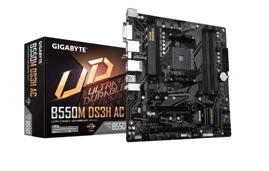 MB GIGABYTE AMD  B550M DS3H AC S-AM4 5A GEN/4X DDR4 2666/DP/HDMI/M.2/6X USB 3.2/USB-C/WIFI/BLUETOOTH/MICRO ATX/GAMA MEDIA/GAMER