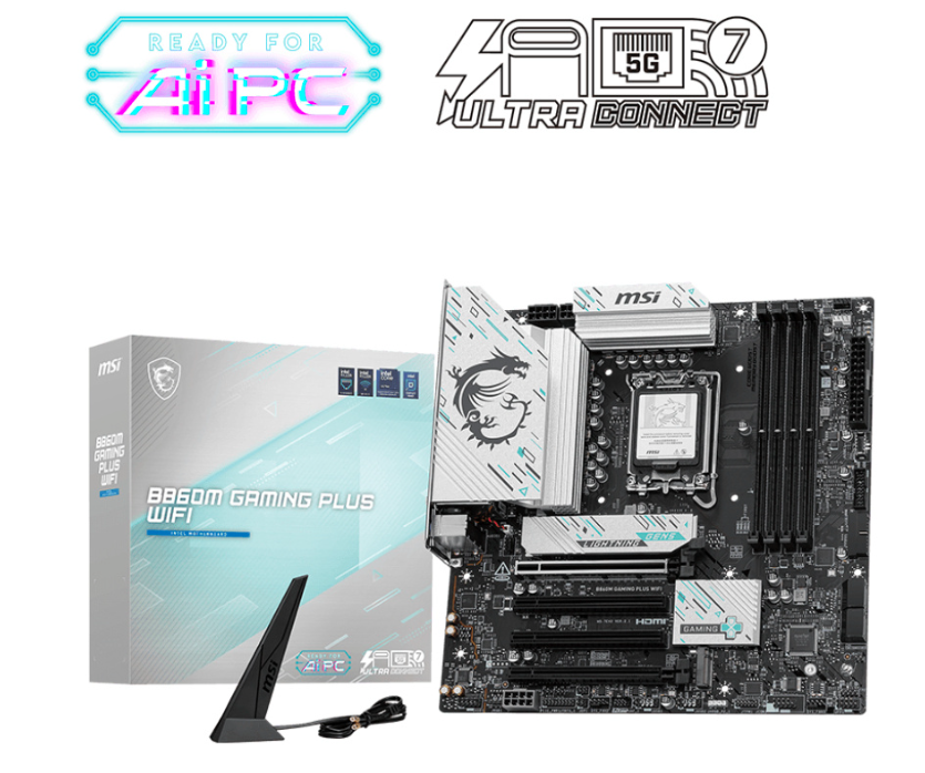 Tarjeta Madre MSI B860M GAMING PLUS WIFI, Micro-ATX, LGA 1851, Intel B860, 256GB DDR5, HDMI/DP para AMD pue