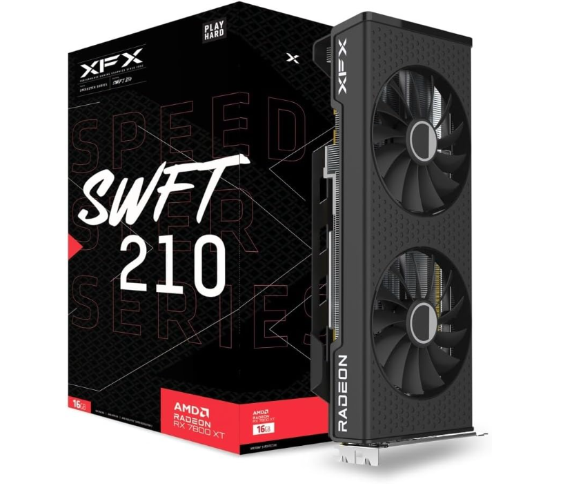 TARJETA DE VIDEO XFX AMD RADEON RX 7800XT SPEEDSTER SWFT 210 DUAL FAN / 16GB/ GDDR6/ PCIE 4.0/256 BIT/GAMA ALTA