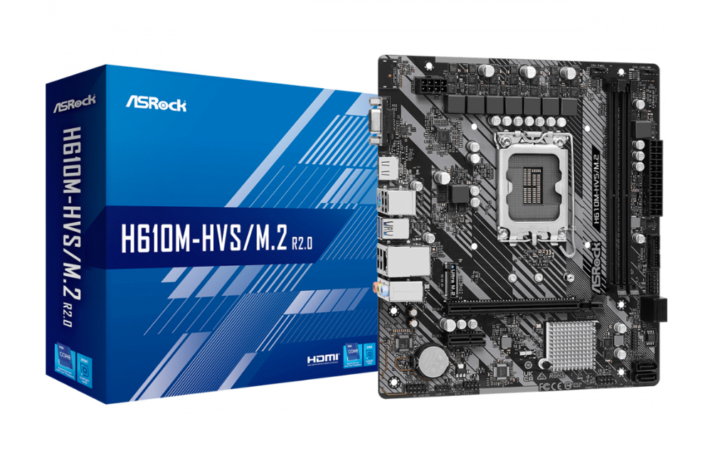 MB ASROCK H610M HVS M.2 R2.0/14 13 12 VA GEN/LGA1700/64 GB DDR4 3200MHZ/1 ULTRA M.2/4 SATA3/4 USB 3.2/6 USB 2.0/1 PCIE 4.0 X16/1 PCIE 3.0 X1/HDMI 2.1 4K X 2K (4096X2160)60HZ /D-SUB (1920X1200)60HZ