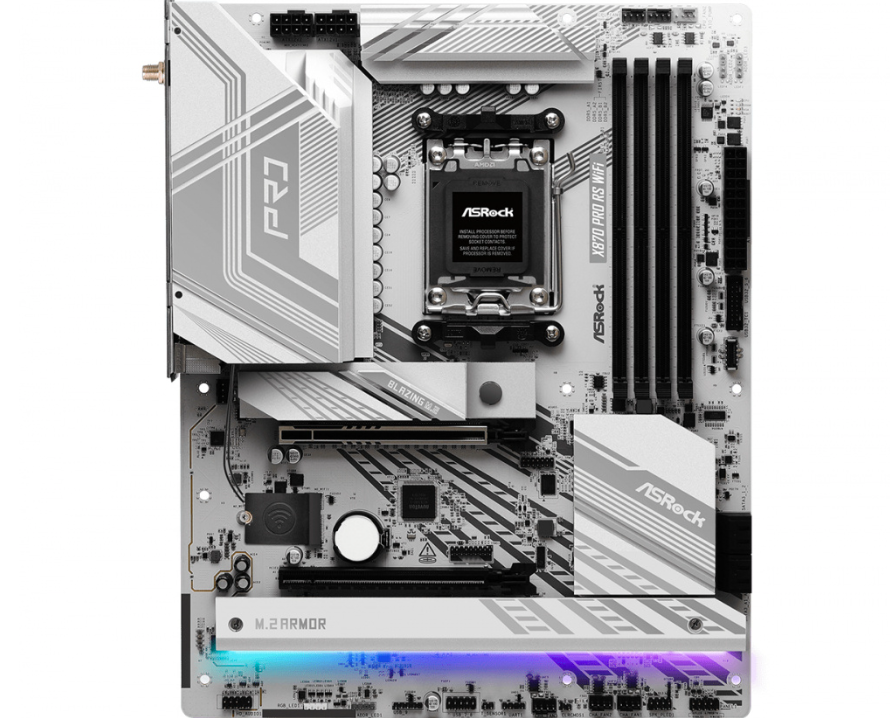 MB ASROCK X870 PRO RS WIFI AMD AM5/256 GB DDR5 8000 OC MHZ/1 PCIE 5.0X16/1 PCIE 4.0X16/1/4 SATA3/1 HYPER M.2//1 ULTRA M.2/1 BLAZING M.2/ 3 USB TIPO C/7 USB 3.2/9 USB 2.0/ATX