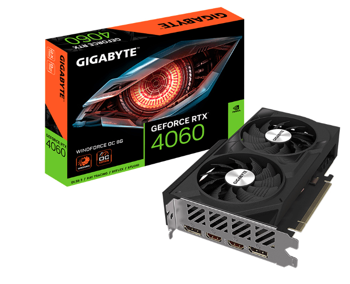 Tarjeta de Video Gigabyte NVIDIA GeForce RTX 4060 WINDFORCE OC, 8GB 128-bit GDDR6, PCI Express 4.0 GV-N4060WF2OC-8GD pue