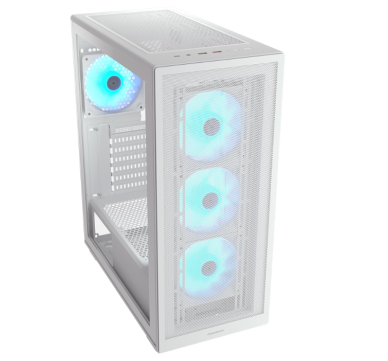 Gabinete Cougar Mx220 Blanco Rgb Crist Temp Atx