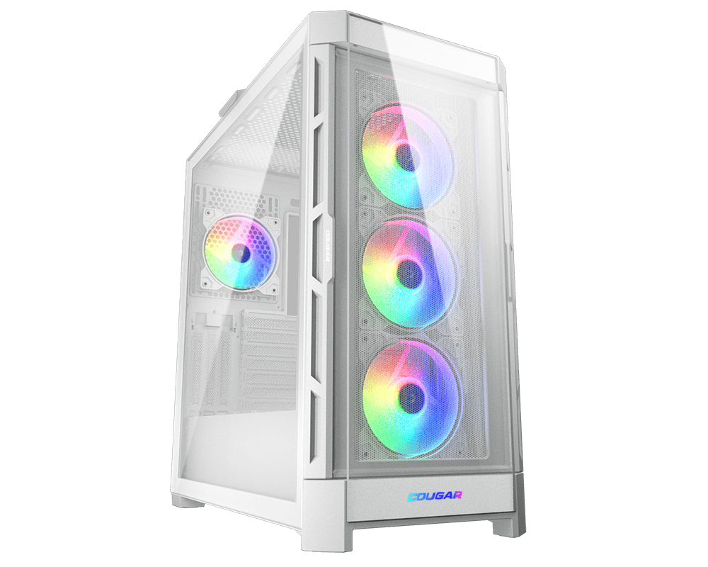 Gabinete Cougar Duoface Pro RGB con Ventana, Midi-Tower, Mini-ITX/Micro-ATX/ATX/CEB/E-ATX, USB 3.0/2.0, sin Fuente, 4 Ventiladores ARGB Instalados, Blanco