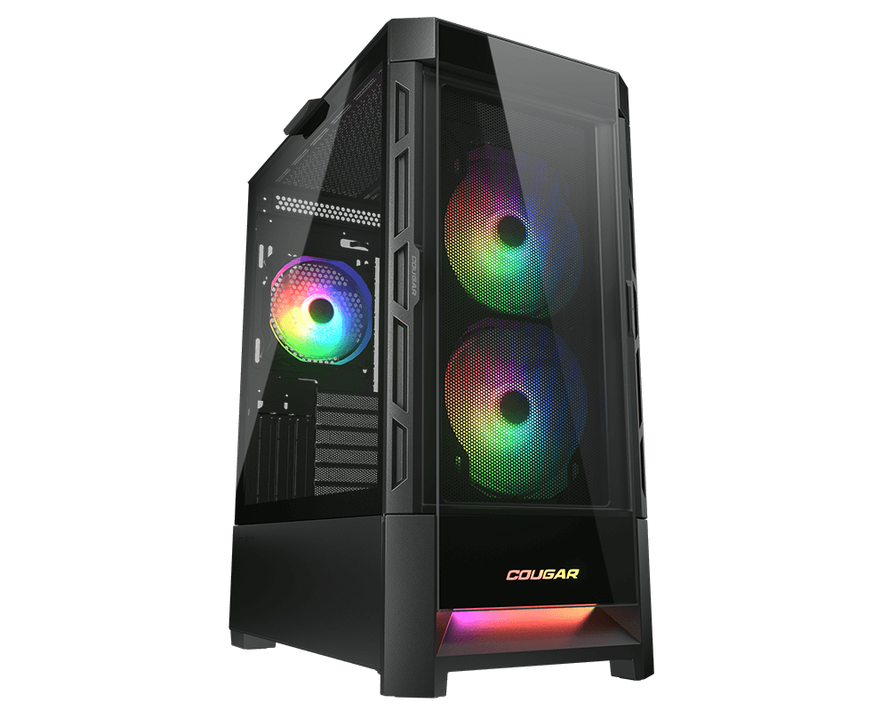 Gabinete Cougar Duoface RGB con Ventana, Midi-Tower, Mini-ITX/Micro-ATX/ATX/CEB, USB 3.0/2.0, sin Fuente, 3 Ventiladores ARGB Instalados, Negro