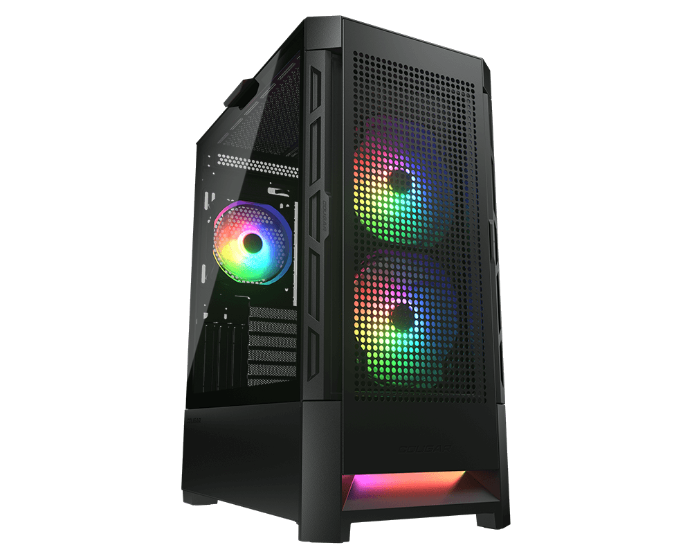 Gabinete Cougar AIRFACE RGB con Ventana, Midi-Tower, Mini-ITX/Micro-ATX/ATX/CEB, USB 3.0/2.0, sin Fuente, 3 Ventiladores ARGB Instalados, Negro
