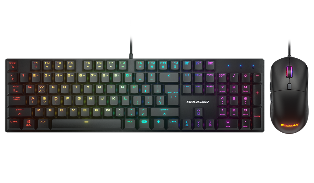 Kit Gamer de Teclado y Mouse Cougar Combat, Alámbrico, USB, Negro (Inglés)