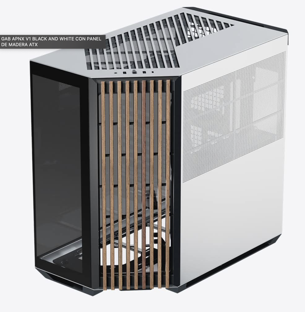 Gabinete Apnx V1 Black And White Con Panel De Madera Atx