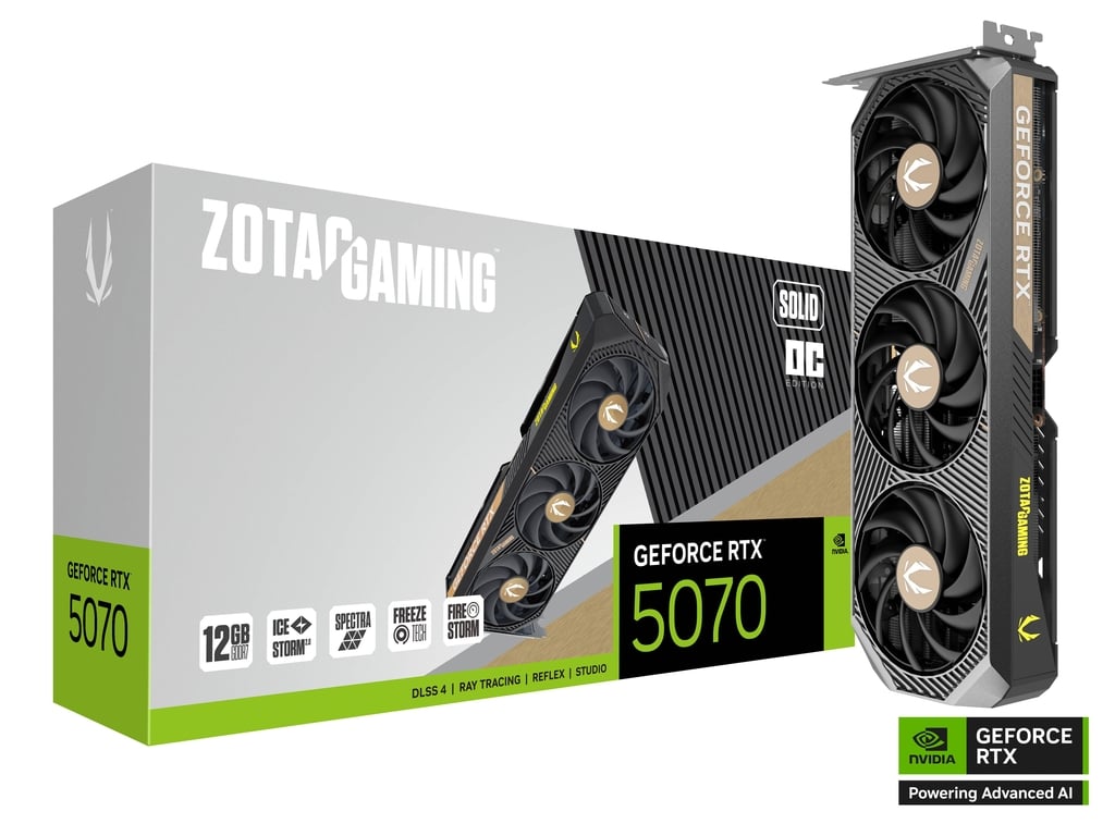 Tarjeta de Video ZOTAC GAMING GeForce RTX 5070 SOLID OC ZT-B50700J-10P