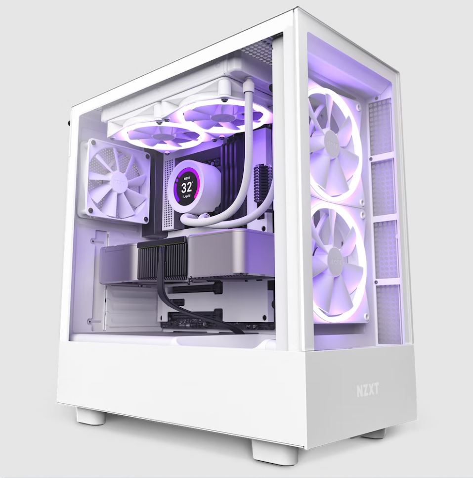 Gabinete Nzxt H5 Elite Compact White Atx 2.5x2,3.5x1, Usb3.2 Tipo A, Usb3.2 Tipo C