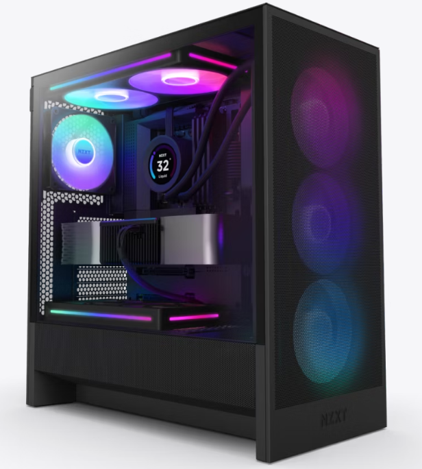 Gabinete Nzxt H5 Flow Rgb Black Atx Cristal Templado, 1 Usb 3.2, 1 Usb Tipo C 3.2.