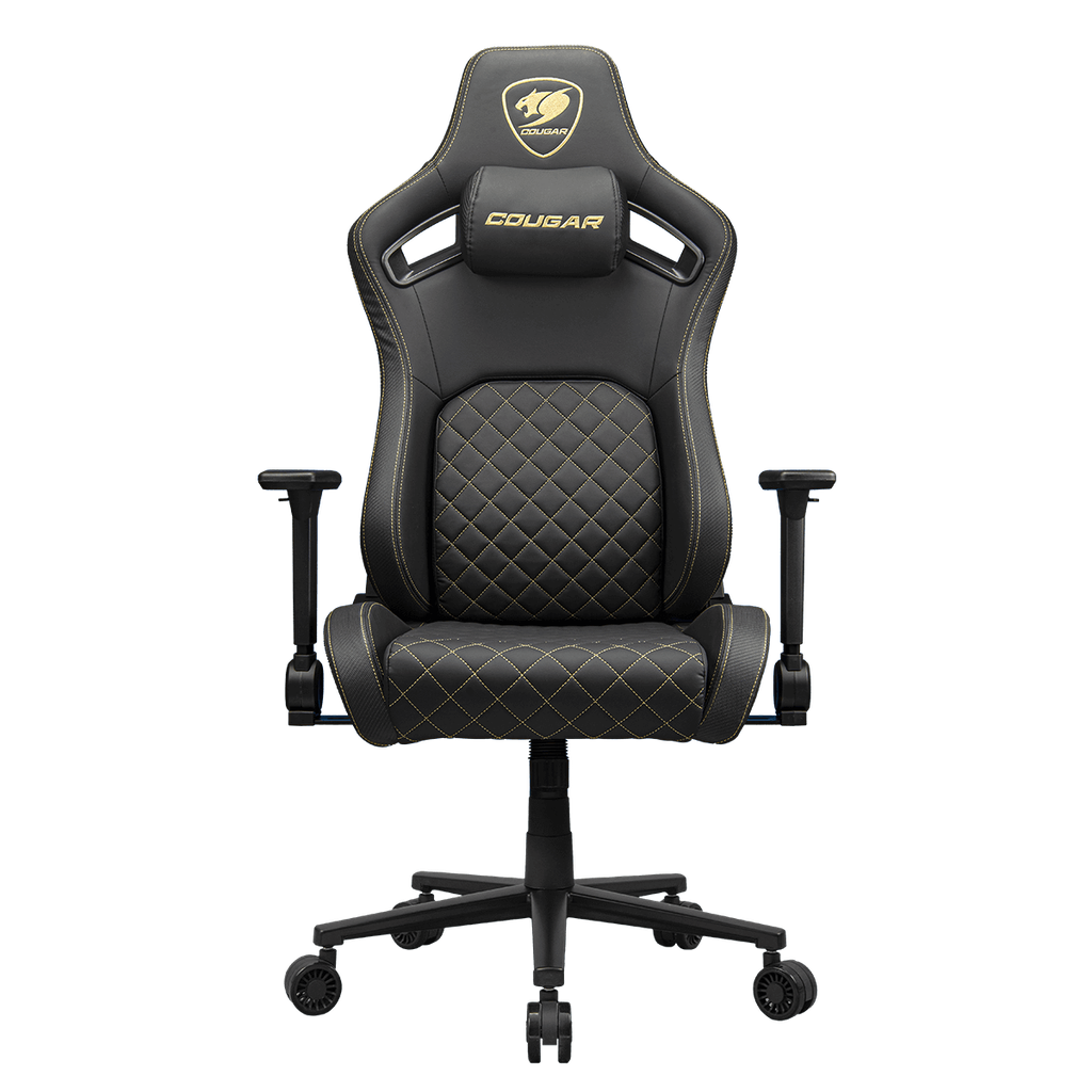 Silla Cougar Defensor Gold Cuero Sintetico, Soporte Lumbar Pushback, Bolsillo Trasero, Reclinable Bl