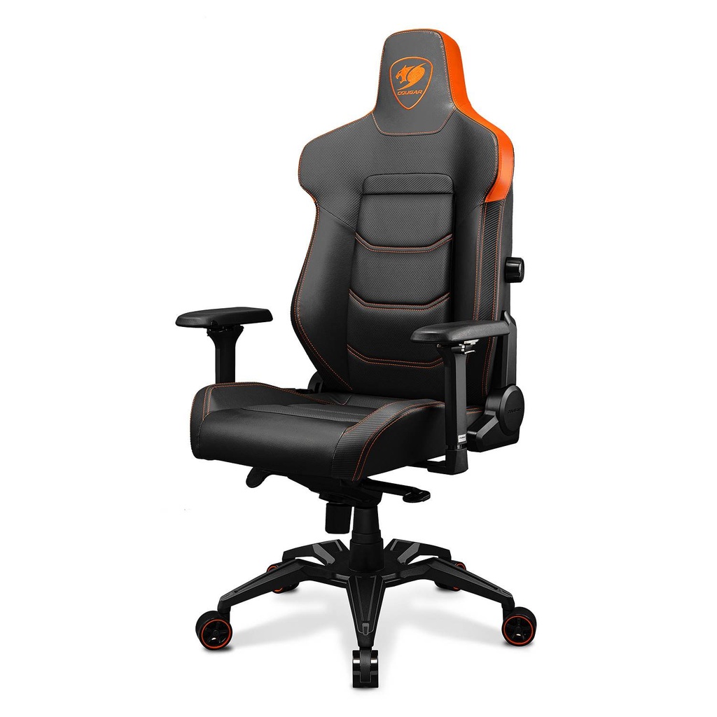 Silla Cougar Armor Evo M Black/orange Reclinable  Cuero Sint.etico 160kg