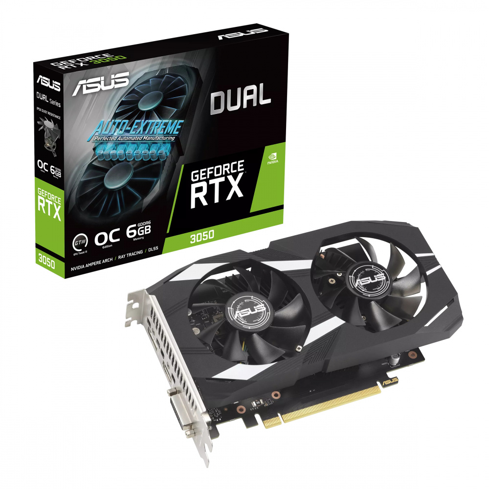 Tarjeta De Video Asus Nvidia Rtx 3050 /pcie X16 4.0 /6gb Gddr6 /hdmi /dp /dvi-d /estandar /gama Media