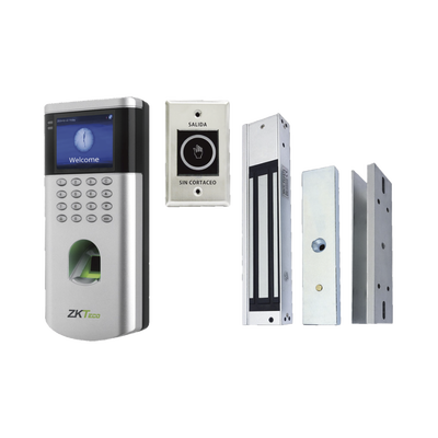 Kit De Control De Acceso Lf10/ Push / Compatible Con Zkbioaccess / 1,500 Usuarios / Chapa Magnética / Botón De Salida / Tarjeta De Proximidad
