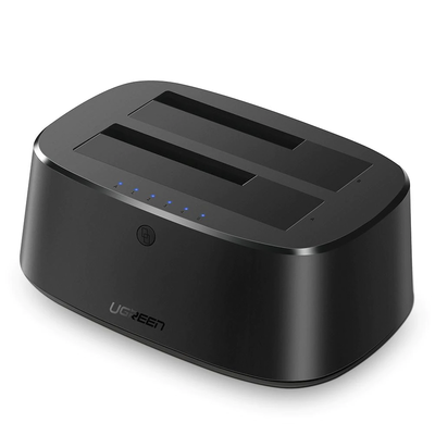 Base Usb 3.0 Para Disco Duro De Doble Bahía | Soporta Discos Sata De 2.5' &amp; 3.5´ | Soporta Discos De 12tb | Compatible Con Uasp, Sata 3.0 | Con Adaptador De Corriente 12v3a | Cable Usb 1m | Alta Velocidad | Modo Clonación.