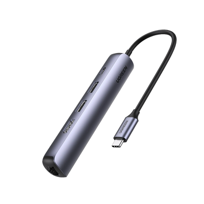 Hub Usb-c (docking Station) 5 En 1 | Ultra Delgado | 2 Usb-a 3.1 A (5 Gbps) | Hdmi 4k@60hz | Rj45 (gigabit Ethernet) | Usb-c Pd Carga Rápida 100w | Soporta Otg | Chips Inteligentes | Pequeño Y Ligero | Caja De Aluminio.