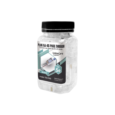 Bote Con 100 Plugs Pass Through Rj45 Cat5e Blindado, Chapado De Oro A 30 Micras Para Durabilidad Extrema