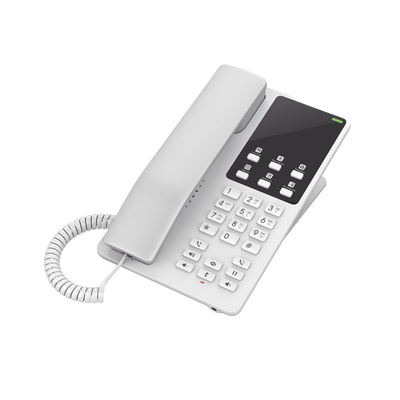 Teléfono Ip Hotelero, 2 Líneas Sip Con 2 Cuentas, Codec Opus, Ipv4/ipv6, Color Blanco, Con Gestión En La Nube Gdms
