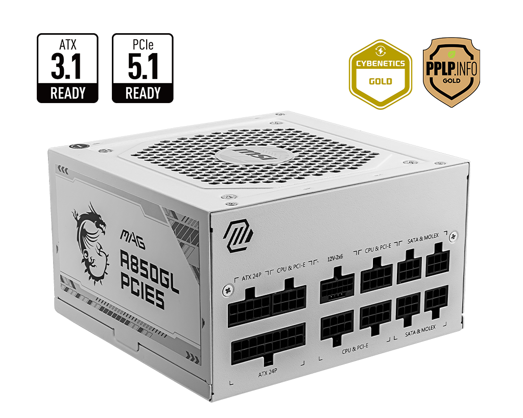 Psu Msi Mag A850gl Pcie5 850w 80 Plus Gold Modular  White