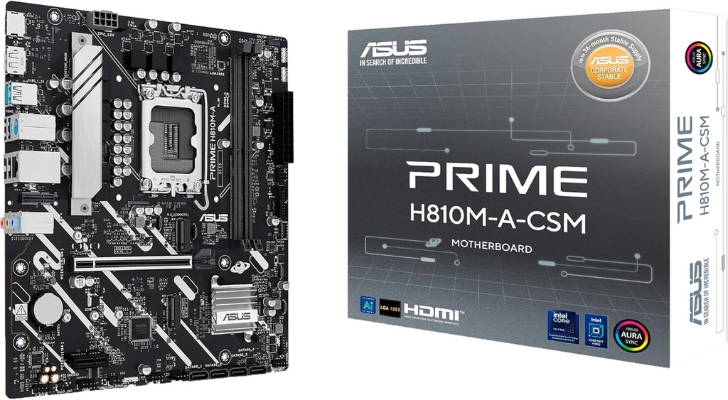 Tarjeta Madre Asus H810 Intel S-1851 Serie 2 /2x Ddr5 6400 /hdmi /dp /2x M.2 /2x Usb 3.2 /micro Atx /gama