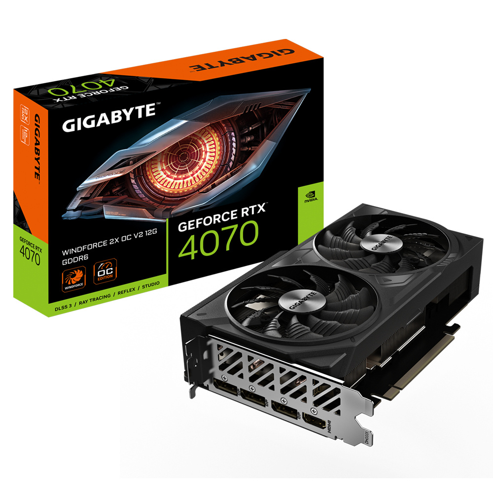 Tarjeta De Video Gigabyte RTX 4070 Windforce Gv-n4070wf2ocv2-12gd / Rtx 4070 / Gddr6 12 Gb / Pcie 4.0 / Dp 1.4 / Hdmi