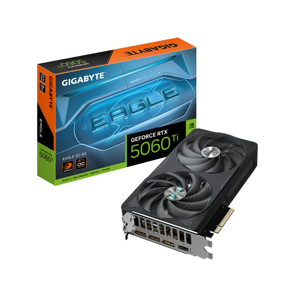 Tarjeta De Video Gigabyte RTX 5060 TI Eeagle Gv-n506teagle Oc-8gd / Rtx 5060 Ti / Gddr7 8gb / Pcie 5.0 / Dp 2.1 / Hdmi