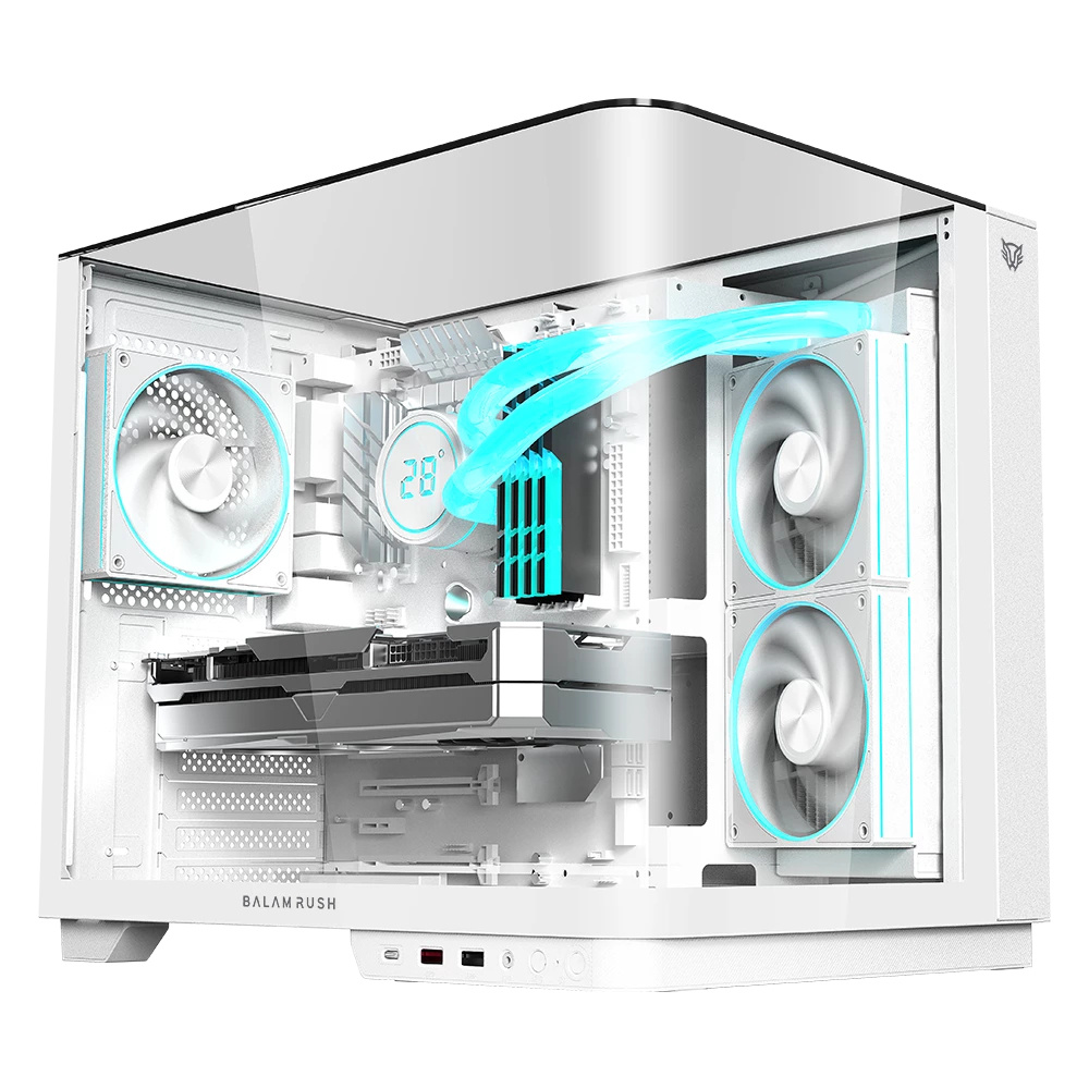 Gabinete Balam Rush Gamer Curve 6800 Media Torre "sin Fuente" Blanco