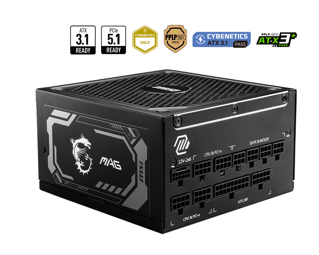 Psu Msi Mag A1250gl Pcie5 1250w 80 Plus Gold Modular