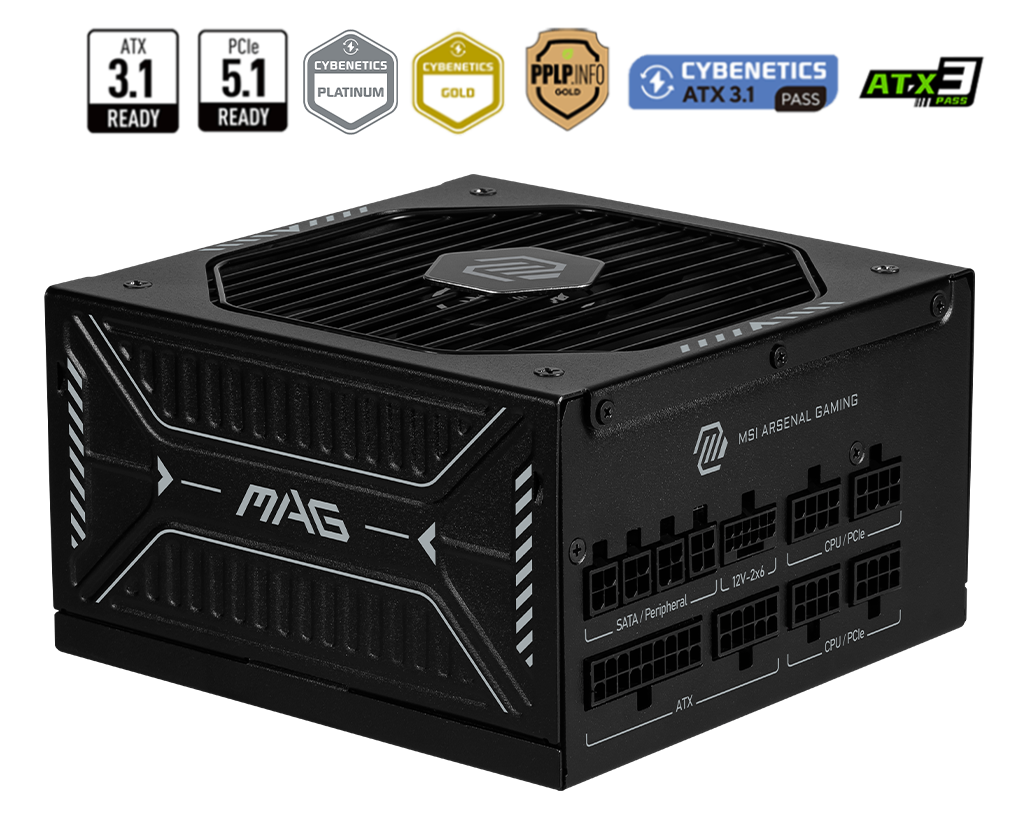 Fuente de Poder Msi Mag A850gls Pcie5 850w 80 Plus Gold