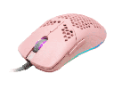 MOUSE PARA GAMING GAME FACTOR LASER MOG601 ROSADO 16000 DPI PIXART 3389 7 BOTONES RGB ULTRALIGHT