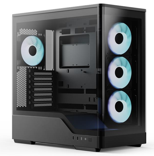 Gab Aerocool P500a Black 4 Vent Rgb Crist Temp Atx