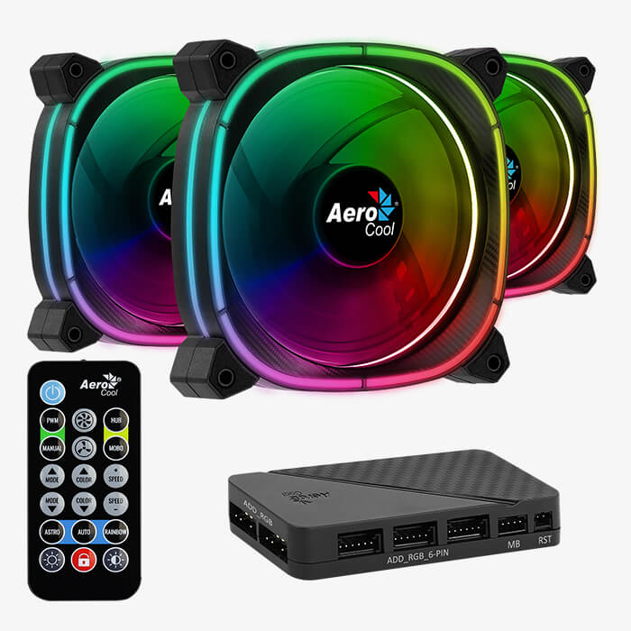 Kit 3 Ventilador Aerocool 12cm Astro 12 Pro Argb