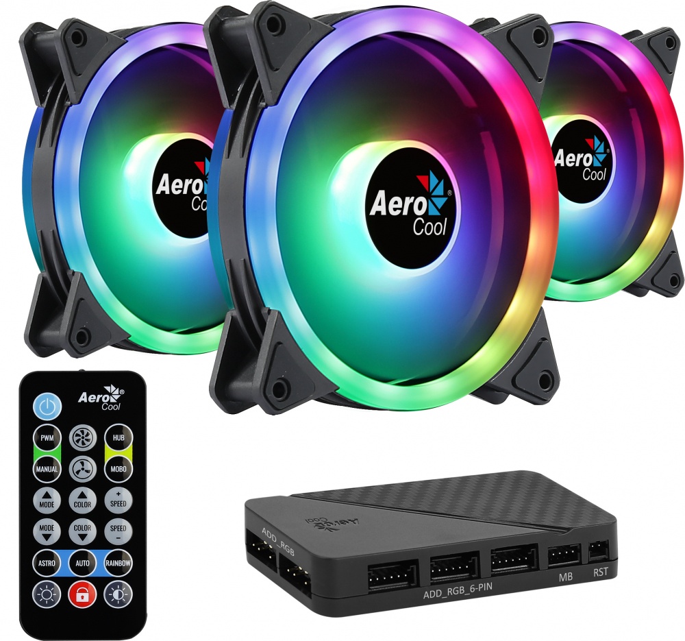 Kit 3 Ventilador Aerocool 12cm Duo 12  Pro Argb