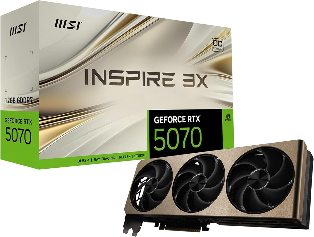 Tarjeta De Video Msi Rtx 5070 12g Inspire 3x Oc Pcie 4 X 8/12gb/gddr6/estandar/2hdmi/1xdp/dl-dvi-d X