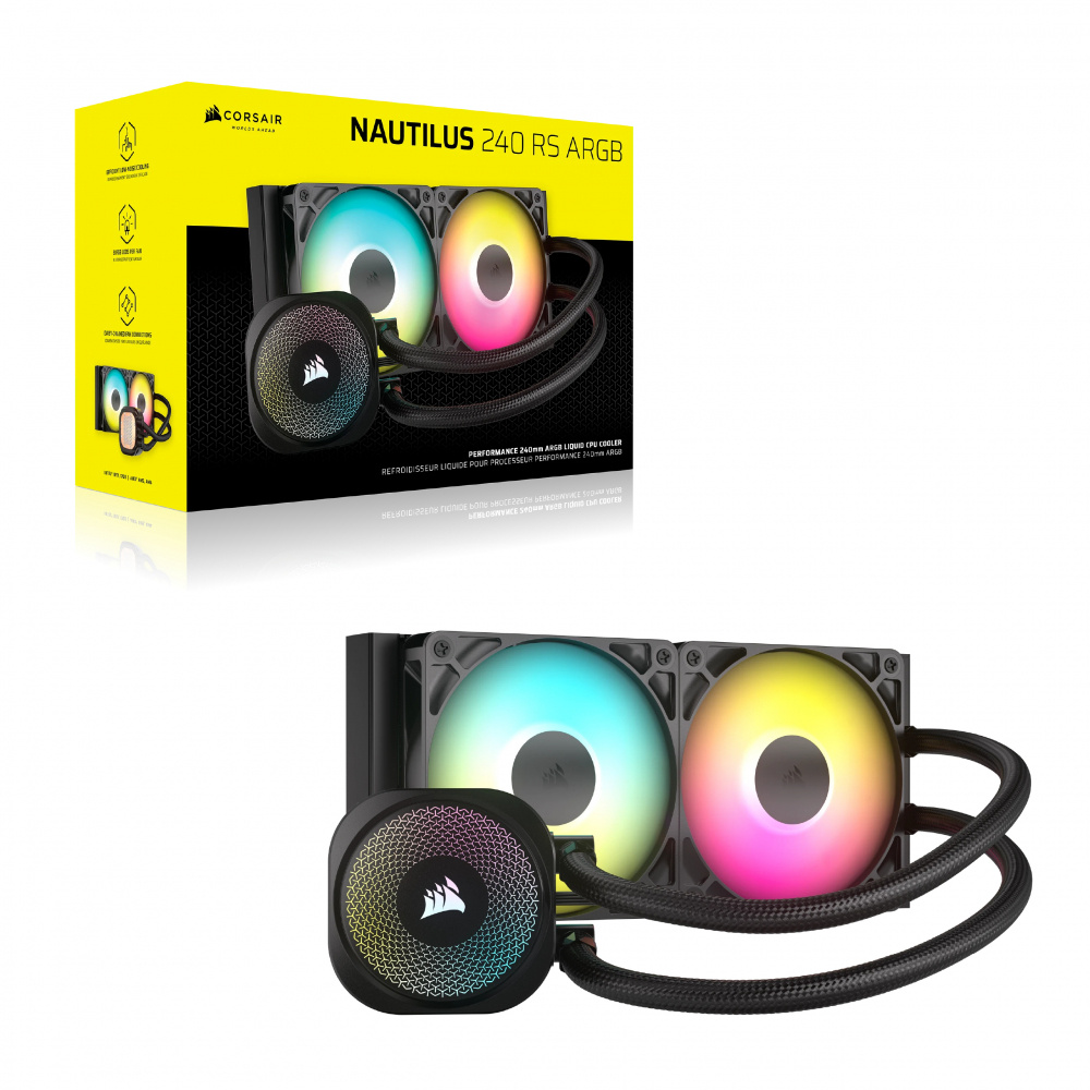 ENFRIAMIENTO LIQUIDO CORSAIR CPU NAUTILUS 240 RS ARGB 2FAN 240MM NEGRO CW 9060092 WW