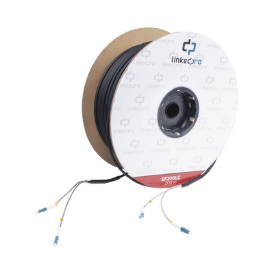 Carrete De Fibra Óptica Monomodo Con Conectores Lc-lc Duplex, Reforzada Con Kevlar, De 200 Metros (656.17 Pies), Para Instalaciones Subterráneas Por Tubería