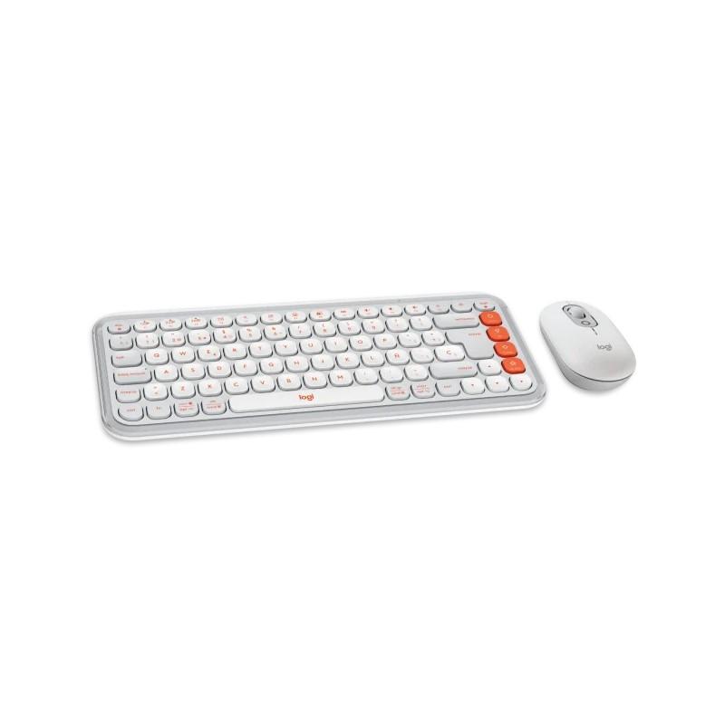 Kit Logitech Pop Icon Teclado/mouse Bt Offwhite/orange (920-013055)