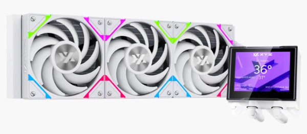 Enfriamiento Liquido Xyz Hydroview Aio 360mm Argb 2500rpm Pantalla Digital White