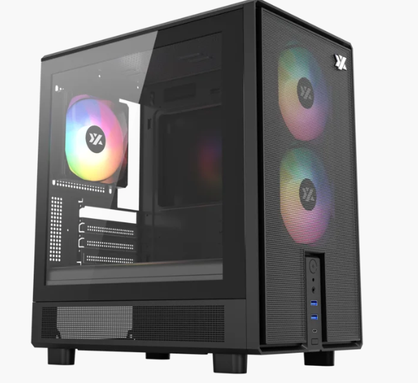 Gabinete  Xyz Atom 2 Vent *120mm Argb Crist Temp/ Malla Atx Black