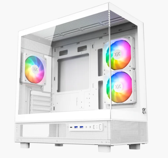 Gabinete Xyz Aurorax 50 3 Vent 120mm Crist Temp/ Malla Atx White