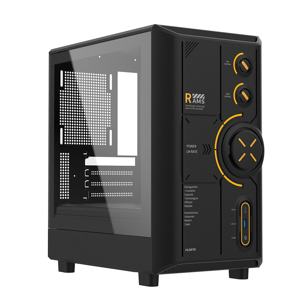 Gabinete Alseye Rams 2.0 Cristal Temp Micro Atx , Itx L348*w218*h380mm Black