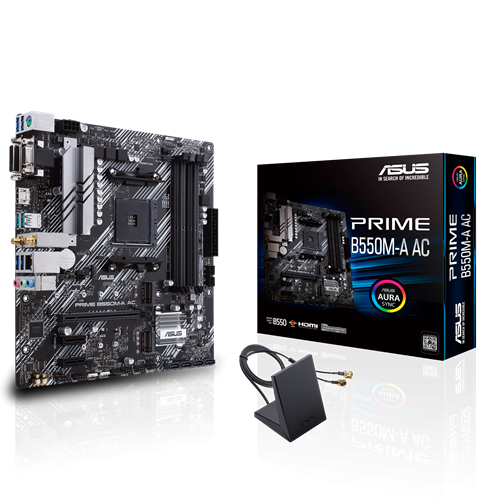 MB ASUS PRIME B550M A AC ATX AM4 4DDR4 128GB 4800 MHZ DSUB DVI PCIE4.0 DUAL M.2 PRIME B550M A AC