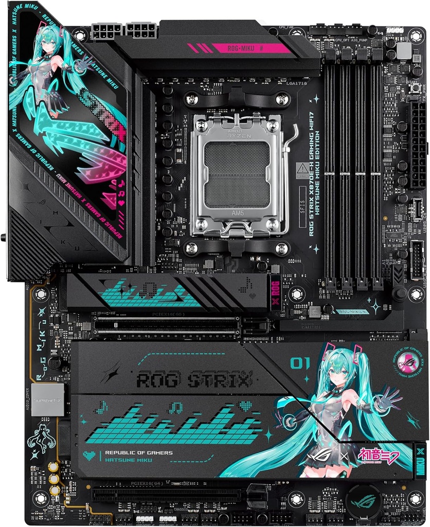 Tarjeta Madre ASUS ROG Strix X870E-H Gaming WiFi7 Hatsune Miku Edition, ATX, Socket AM5, AMD X870E, 256GB DDR5, HDMI para AMD