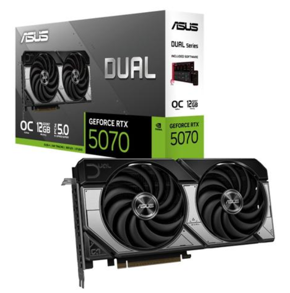 Tarjeta De Video Asus Nvidia Geforce Rtx 5070 Dual Oc, 12gb 192-bit Gddr7, Pci Express 5.0