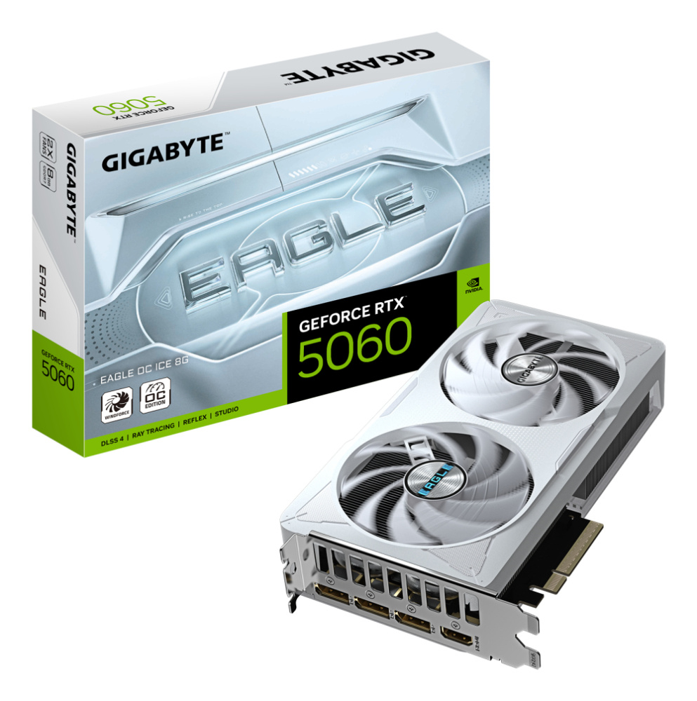 Tarjeta De Video Gigabyte 8gb Rtx 5060 Gddr7 Pci-e 5.0 Blanco 1xhdmi 3xdp 2xfan Gv-n5060eagleoc Ice-8gd