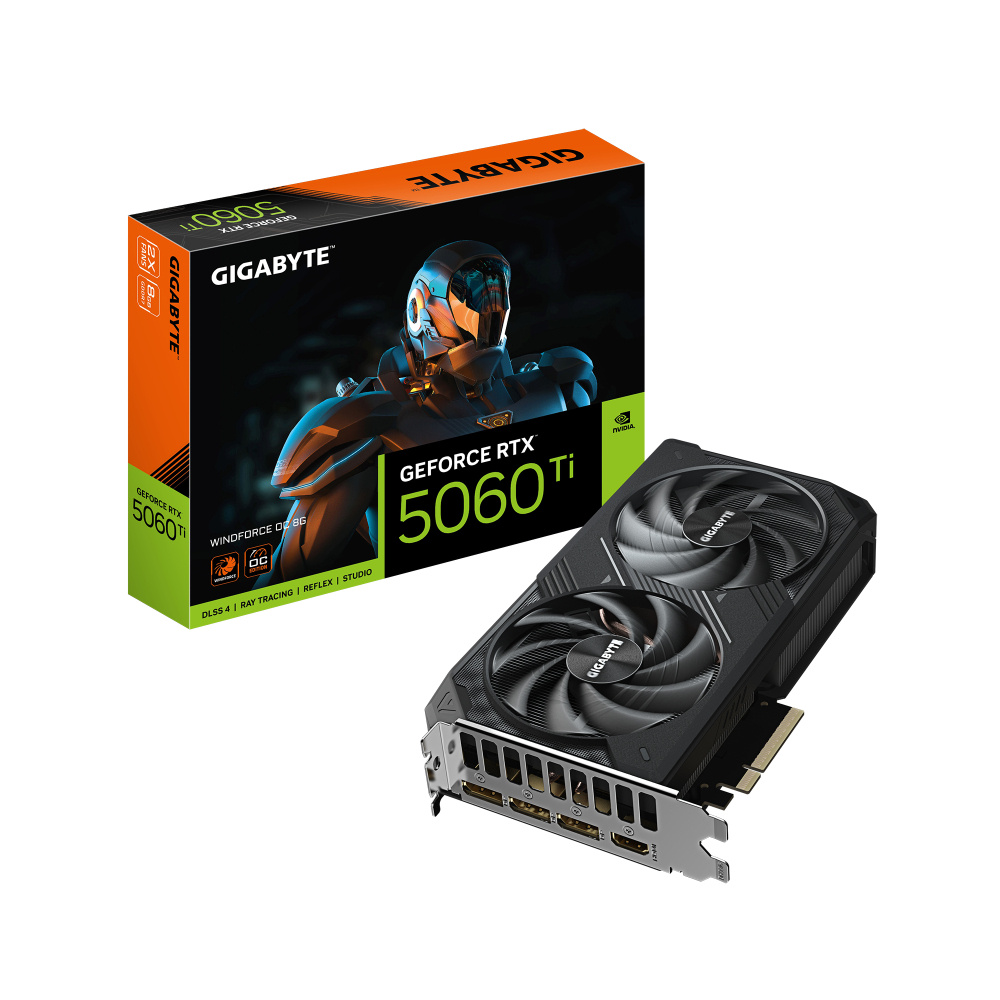 Tarjeta De Video Gigabyte 8gb Rtx 5060 Ti Windforce Gddr7 Pci-e 5.0 Negro 1xhdmi 3xdp 2xfan Gv-n506twf2oc-8gd