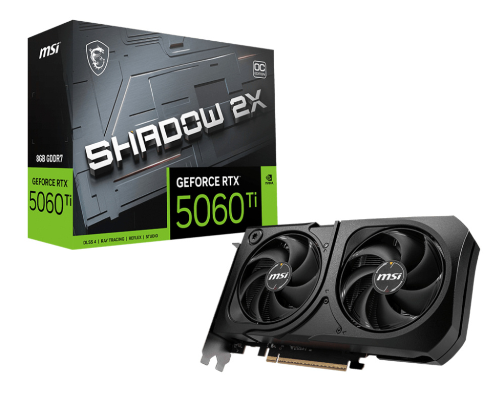 Tarjeta De Video Msi 8gb Geforce Rtx 5060 Ti Shadow Plus 2xfan Gddr7 Dlss4 Oc 1xhdmi 3xdp